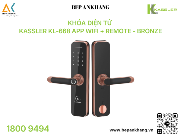 Khóa điện tử Kassler KL-668 App Wifi + Remote - Bronze 